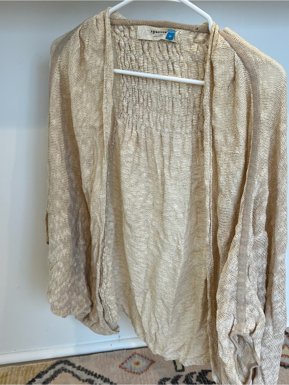 Anthropologie Sparrow Lightweight Open-Front Cardigan in Beige